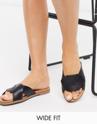 black flat mules open toe