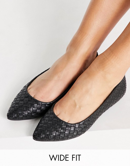 New Look Wide Fit woven flat shoe in black