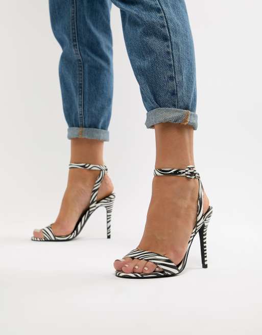 New Look Wide Fit Zebra Heeled Sandal