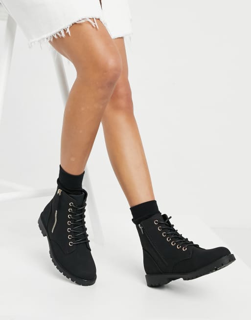 Zip up cheap flat boots