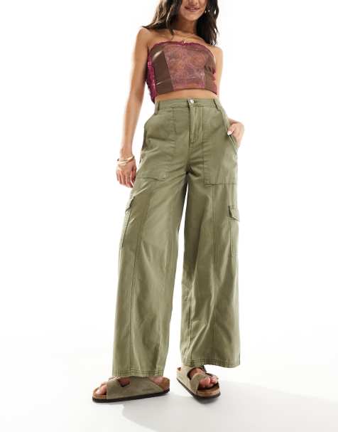 New Look wide leg cargo trouser in khaki - view 1