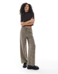 [New Look] New Look wide leg check pants in brown 6 Brown pattern