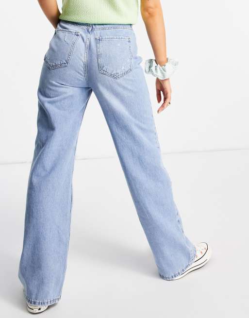 New Look wide leg dad jean in light blue