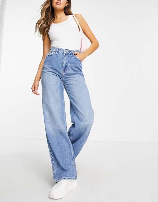 New Look wide leg dad jeans in light blue | ASOS