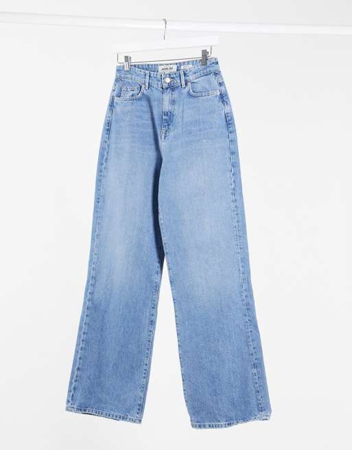 Petite Blue High Waist Adalae Wide Leg Jeans