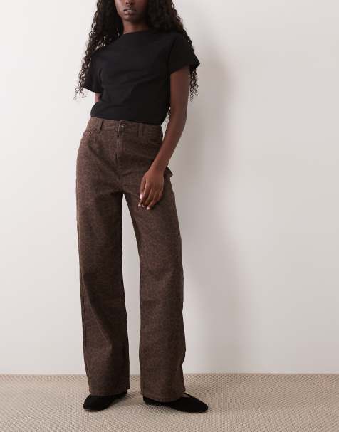 New Look wide leg jeans in brown leopard - view 1