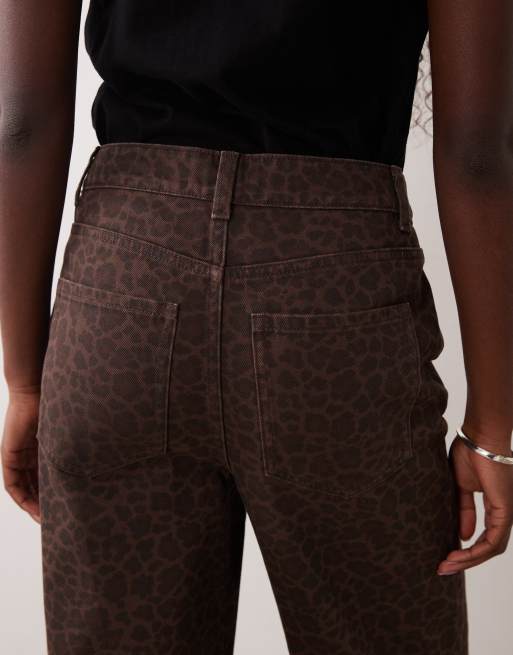 New Look wide leg jeans in brown leopard, 5 of 5