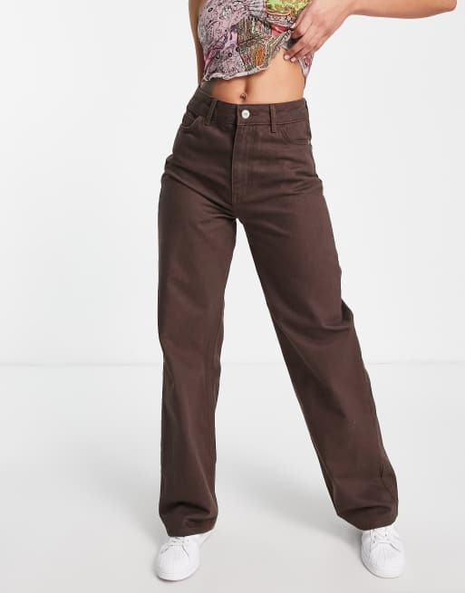 New look wide leg jeans in chocolate ASOS
