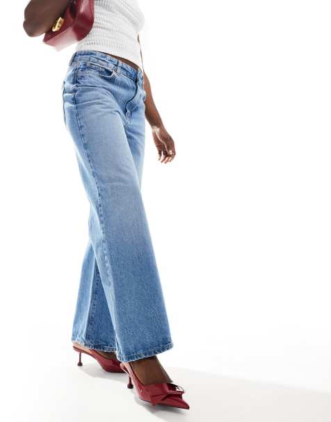 New Look wide leg jeans in mid blue - view 1