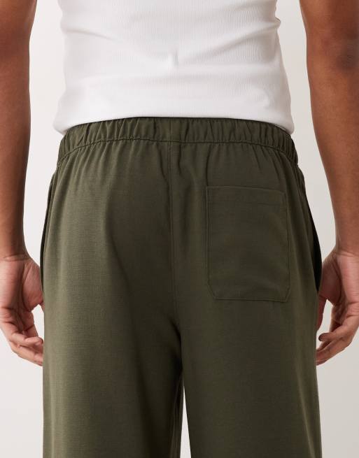 New Look wide leg linen look pants in khaki, 5 of 5
