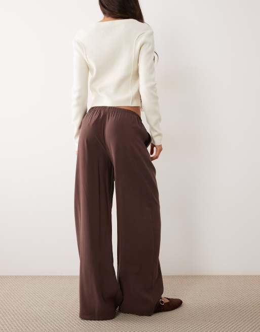 New Look wide leg pant co-ord in brown, 3 of 5