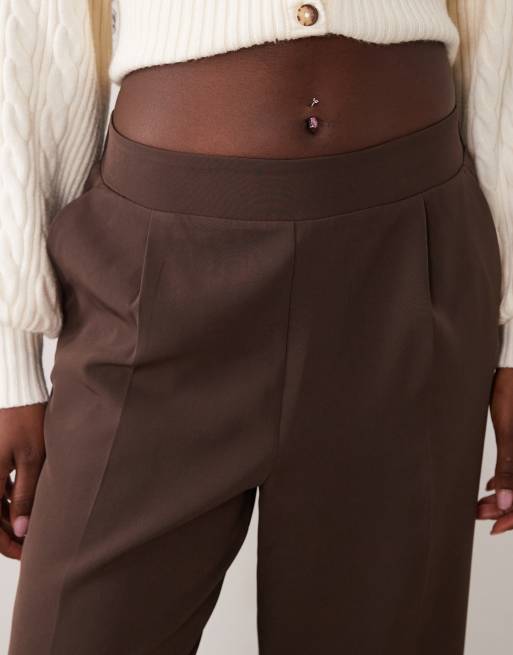 New Look wide leg pull-on pants in dark brown, 5 of 5