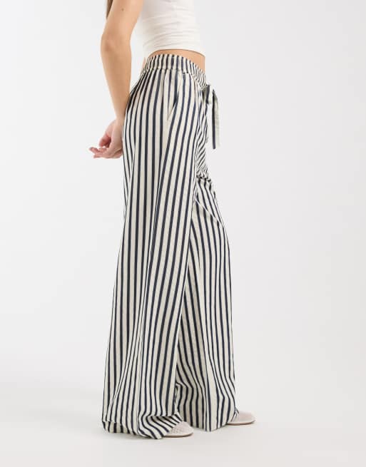 New Look wide leg stripe pants in blue, 2 of 5