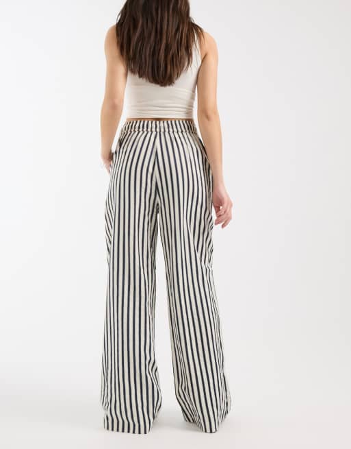New Look wide leg stripe pants in blue, 5 of 5