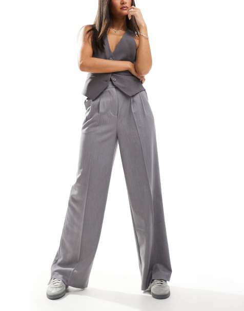 New Look wide leg tailored pants in light grey - view 1