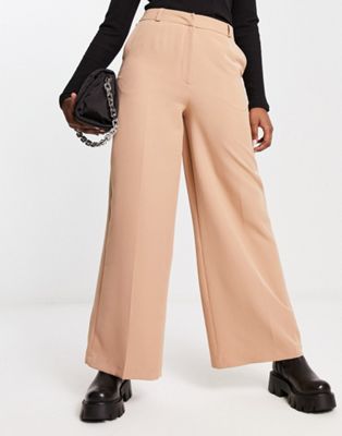 New Look wide leg tailored trouser in camel - ASOS Price Checker