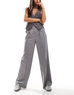 New Look Wide Leg Tailored Trousers In Light Grey - Asos Trousers New In 25th October 2024