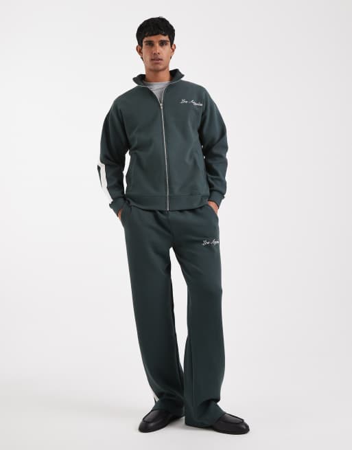 New Look zip-up sweatshirt and trackies set in dark green, 3 of 3