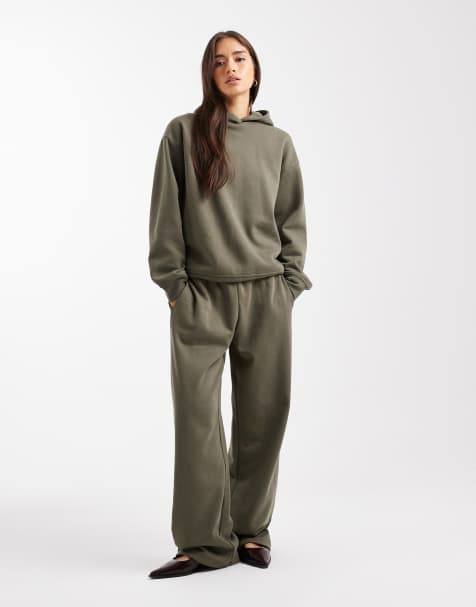 New Look wide leg trackies in khaki - view 1