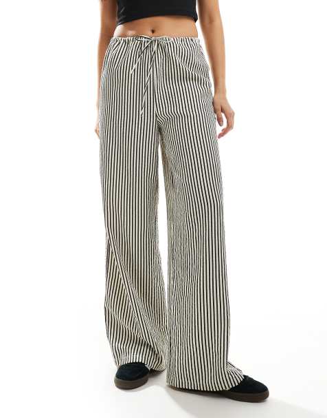 New Look wide leg trousers in black stripe - view 1