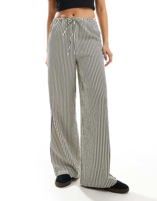 New look black and white striped trousers hotsell