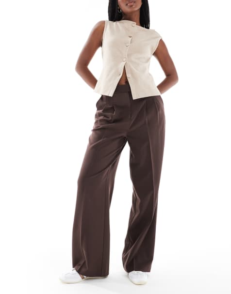 New Look wide leg trousers in dark brown