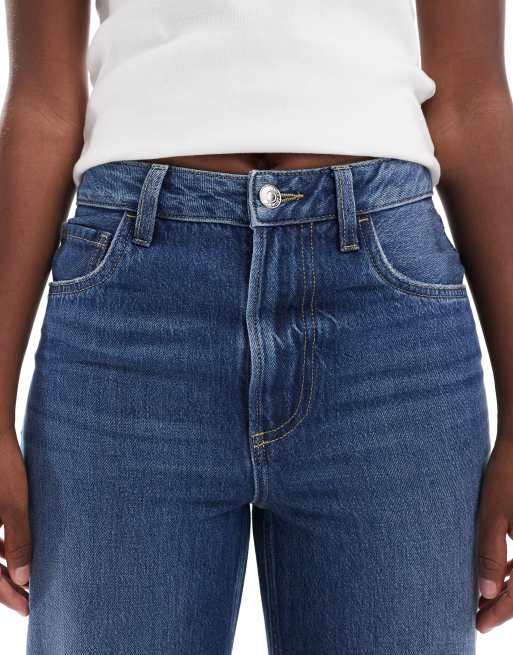 New Look wide leg turn up jean in mid blue, 5 of 5