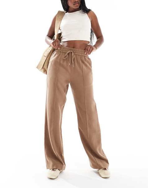 New Look wide leg woven jogger in tan - view 1