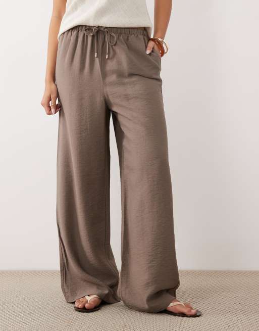 New Look wide leg woven pants in beige, 2 of 5
