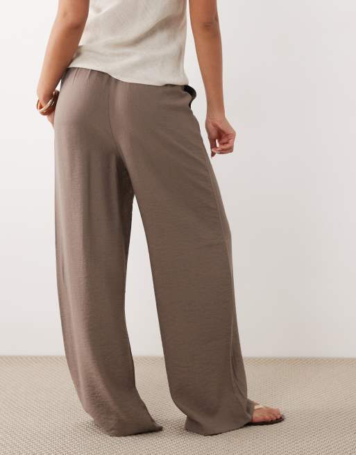 New Look wide leg woven pants in beige, 4 of 5