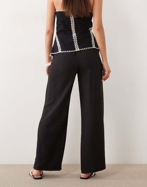 New Look wide leg woven pants in black, 3 of 5