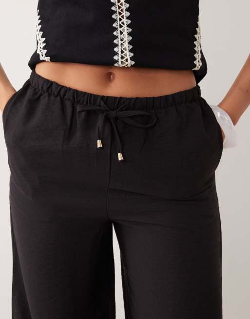 New Look wide leg woven pants in black, 5 of 5