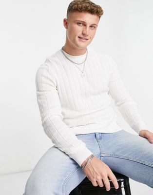 New Look wide rib jumper in off white - ASOS Price Checker