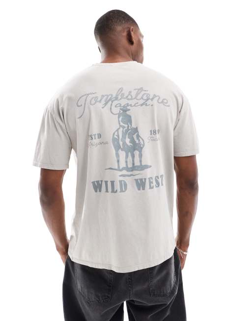 New Look wild west t-shirt in stone