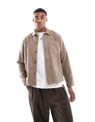 New Look New Look wool blend overshirt in light brown