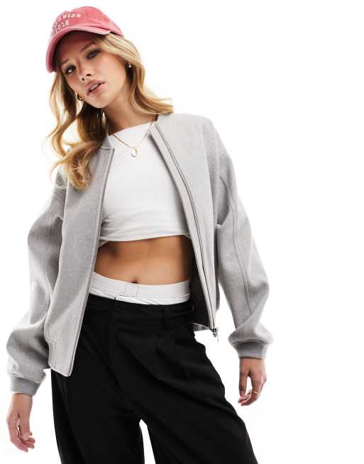 Grey bomber sale jacket womens