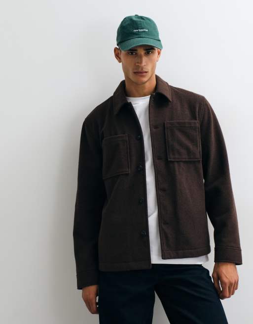 New Look wool-look shacket in brown, 3 of 5