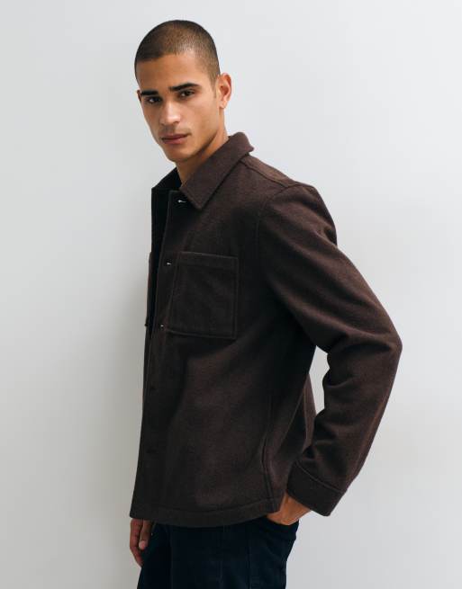 New Look wool-look shacket in brown, 5 of 5