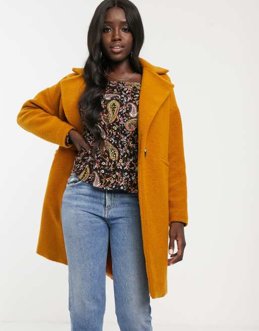 Mustard best sale wool coat