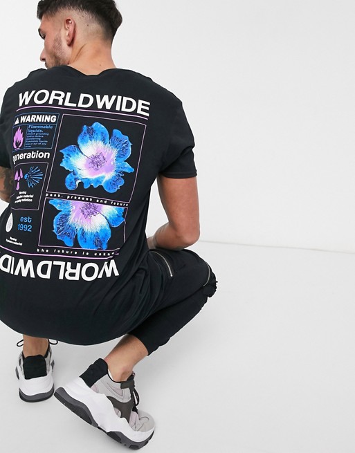 New Look worldwide front and back print t-shirt in black