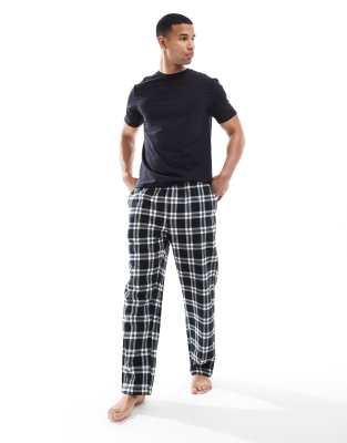 New Look New Look woven check pyjama bottoms in black-Multi