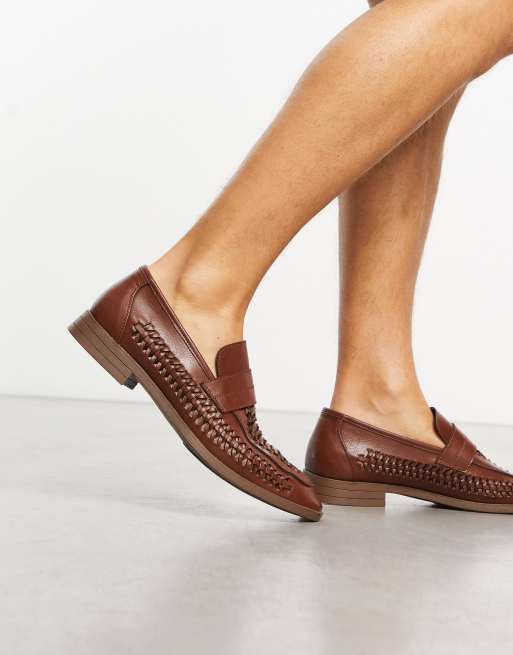 Woven leather loafers store womens