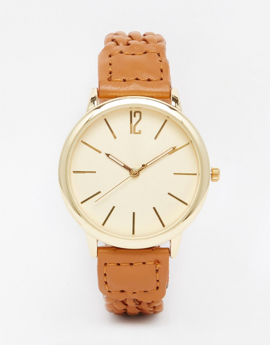 New Look Woven Strap Watch-Brown