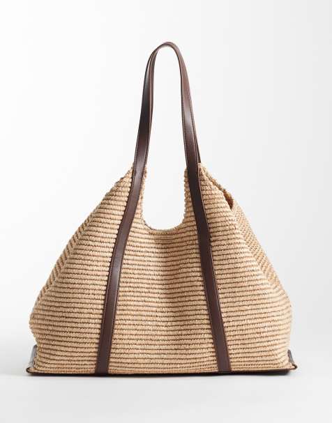New Look woven tote bag in stone - view 1