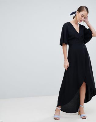 black wrap dress new look