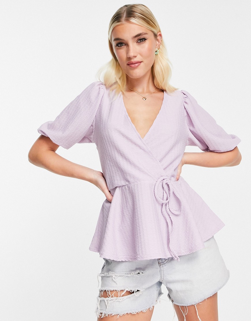 New Look wrap blouse in lilac-Purple
