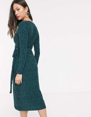 new look polka dot wrap dress