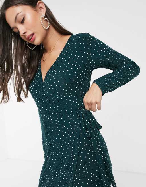 New look green polka dot dress sale