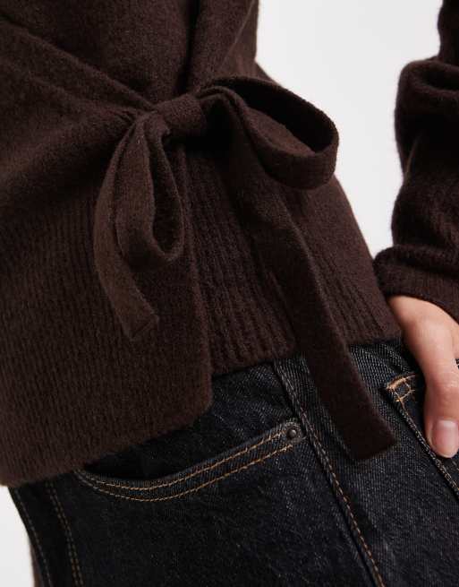 New Look wrap jumper in brown ASOS