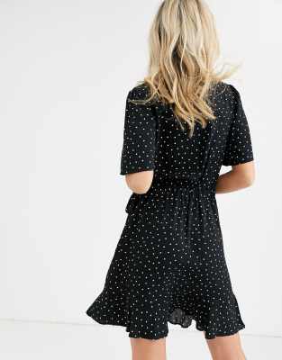 polka dot wrap mini dress